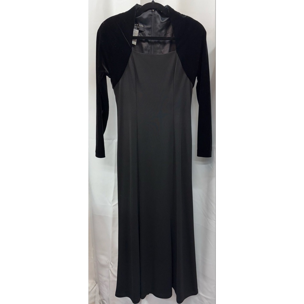 Y2K VTG Made in Korea Jones New York Evening Petite's Sz 4P‎ Black Velvet Top